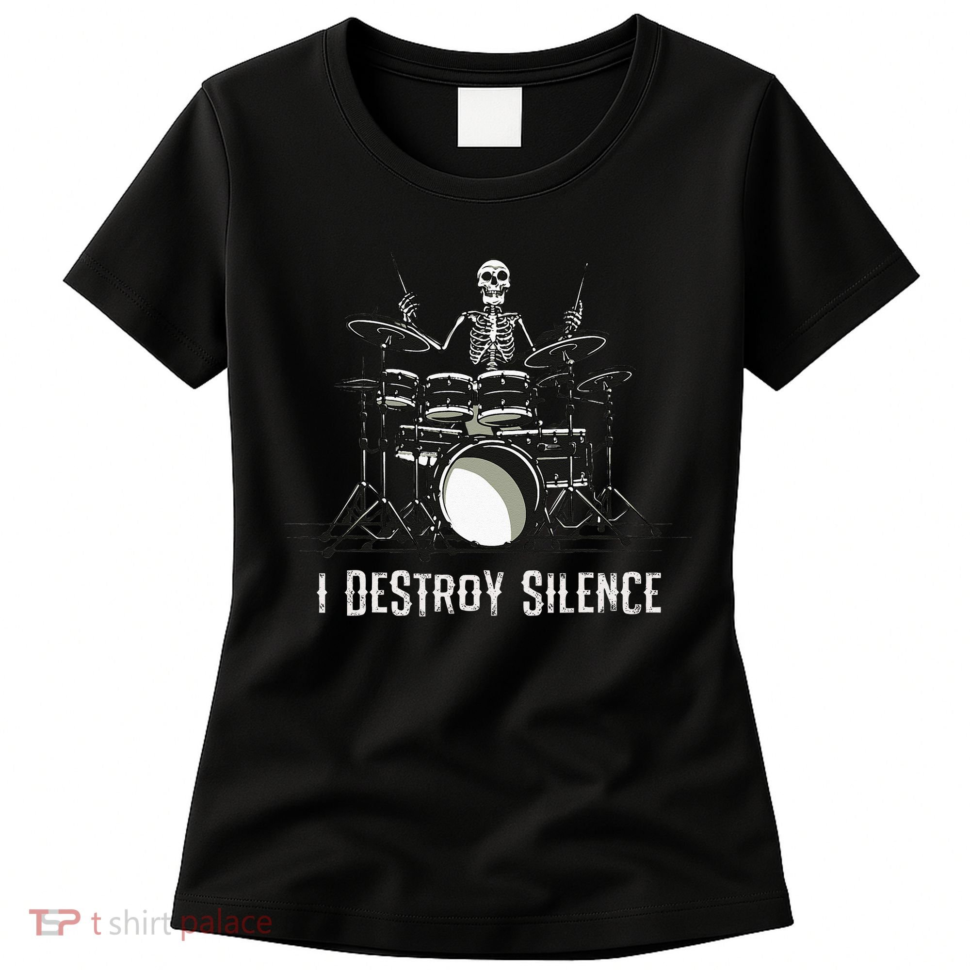 Skeleton Drummer Skull Drum Set Metal Rock Band Women's T-Shirt