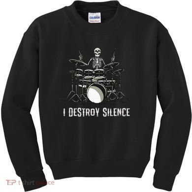 Skeleton Drummer Skull Drum Set Metal Rock Band Kids Sweatshirt