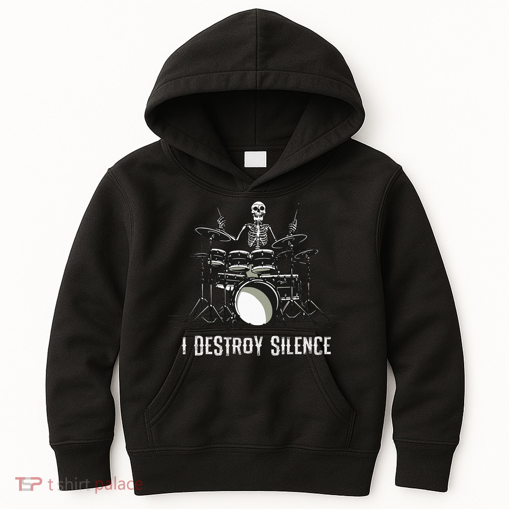Skeleton Drummer Skull Drum Set Metal Rock Band Kids Hoodie
