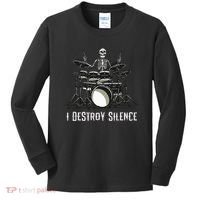 Skeleton Drummer Skull Drum Set Metal Rock Band Kids Long Sleeve Shirt thumb 0