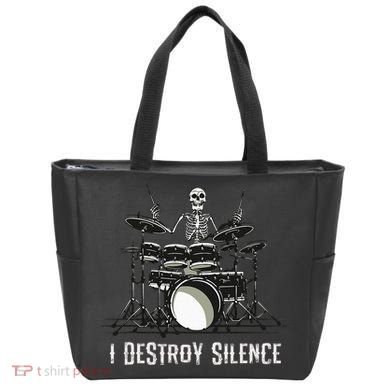 Skeleton Drummer Skull Drum Set Metal Rock Band Tote Bag