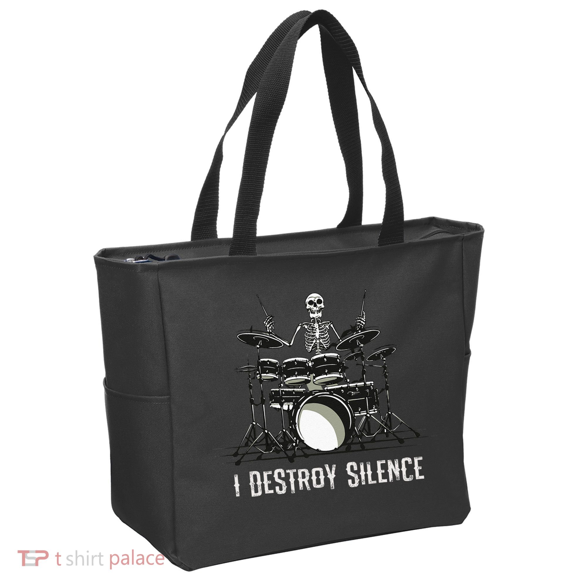 Skeleton Drummer Skull Drum Set Metal Rock Band Tote Bag