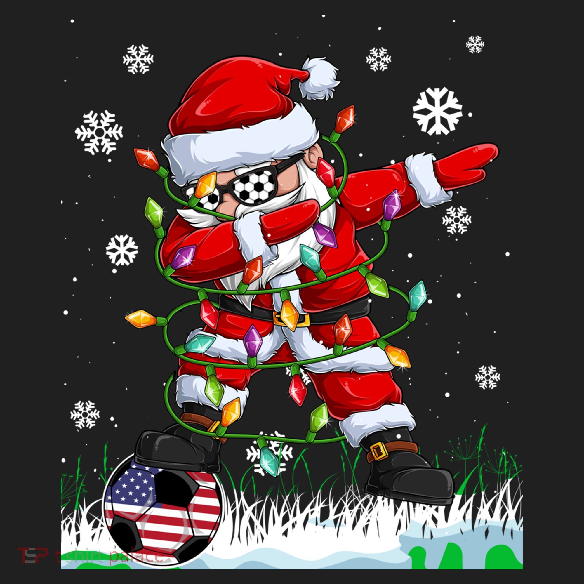 Soccer Dabbing Santa Usa Flag Ugly Christmas Sweater Gift Women's Sweatshirt