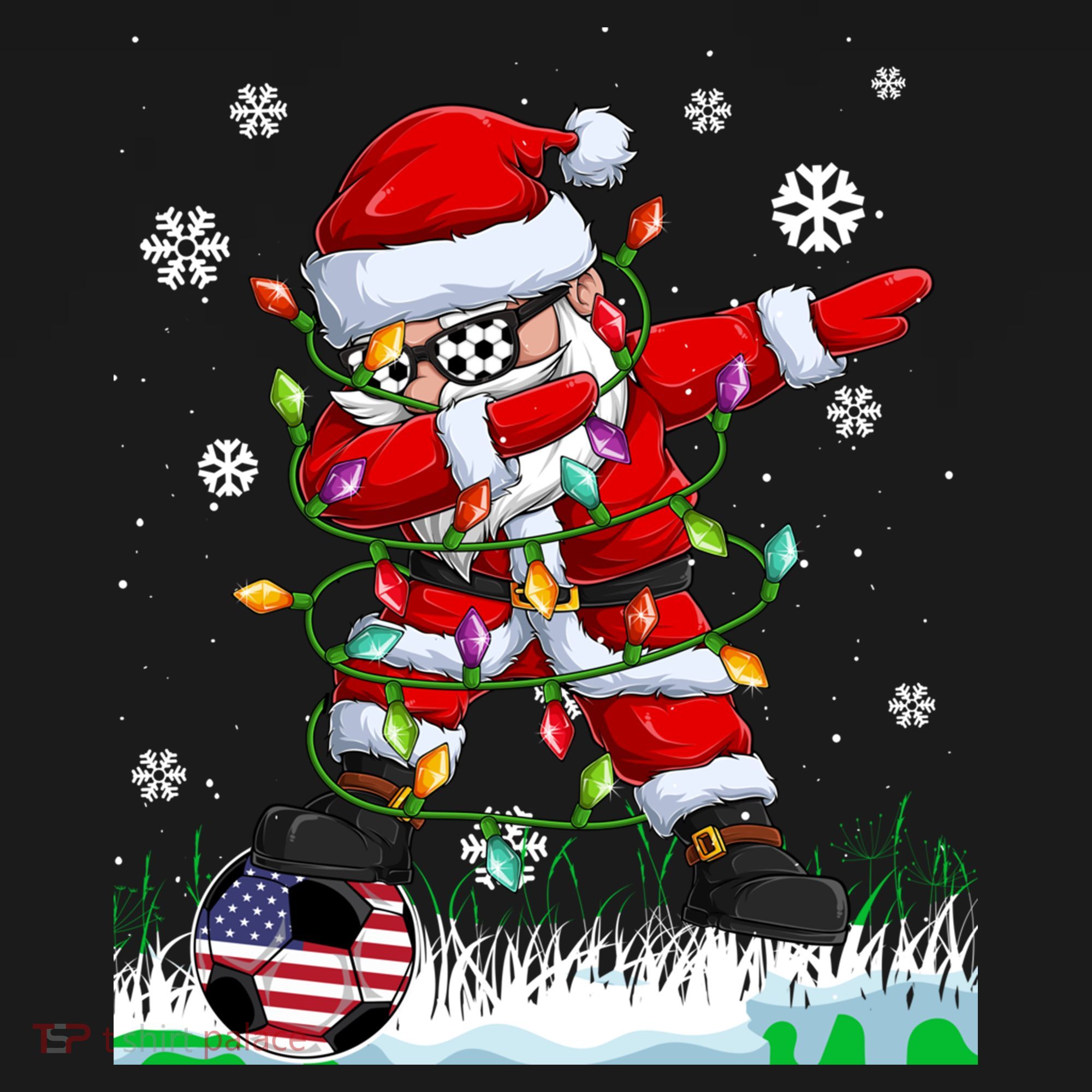 Soccer Dabbing Santa Usa Flag Ugly Christmas Sweater Gift Doggie Tank