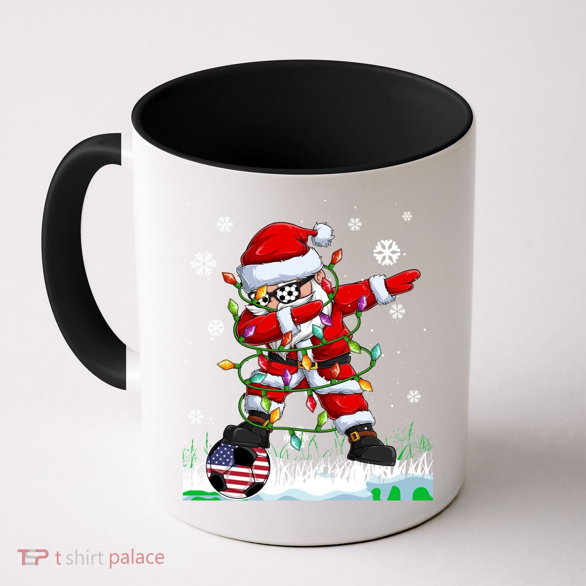 Soccer Dabbing Santa Usa Flag Ugly Christmas Sweater Gift Coffee Mug