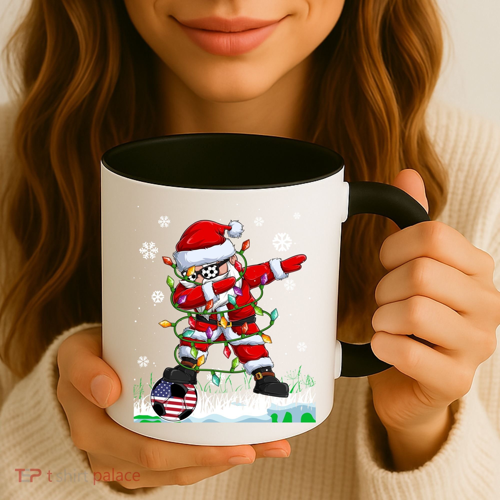 Soccer Dabbing Santa Usa Flag Ugly Christmas Sweater Gift Coffee Mug