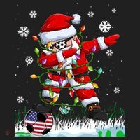 Soccer Dabbing Santa Usa Flag Ugly Christmas Sweater Gift Beanie thumb 2