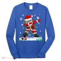 Soccer Dabbing Santa Usa Flag Ugly Christmas Sweater Gift Long Sleeve Shirt thumb 0