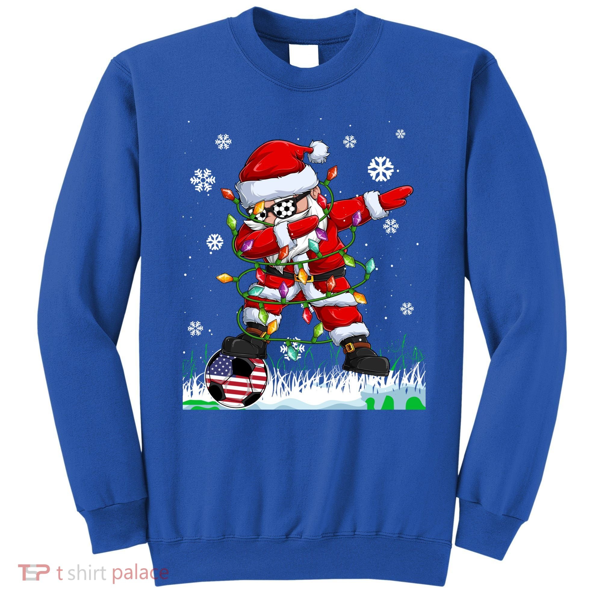Soccer Dabbing Santa Usa Flag Ugly Christmas Sweater Gift Sweatshirt