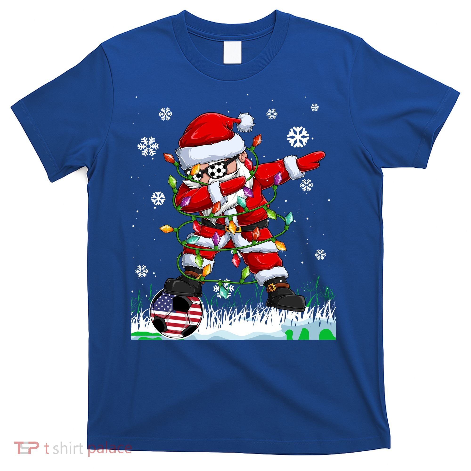 Soccer Dabbing Santa Usa Flag Ugly Christmas Sweater Gift T-Shirt