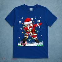 Soccer Dabbing Santa Usa Flag Ugly Christmas Sweater Gift T-Shirt thumb 5