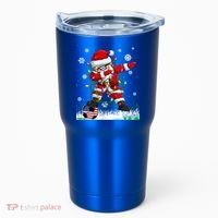 Soccer Dabbing Santa Usa Flag Ugly Christmas Sweater Gift Tumbler thumb 0