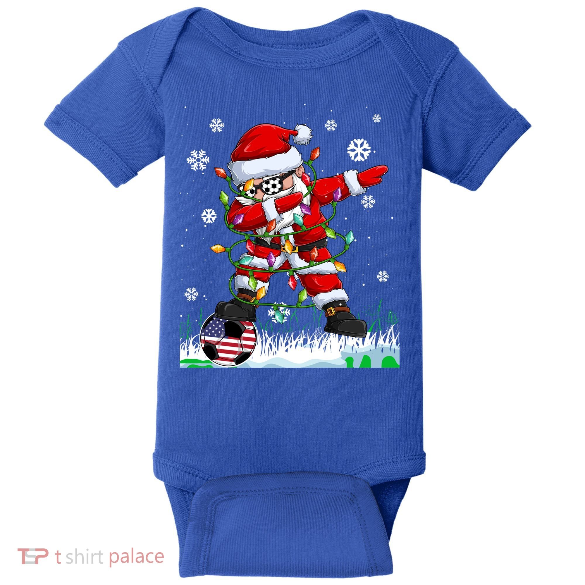Soccer Dabbing Santa Usa Flag Ugly Christmas Sweater Gift Baby Bodysuit