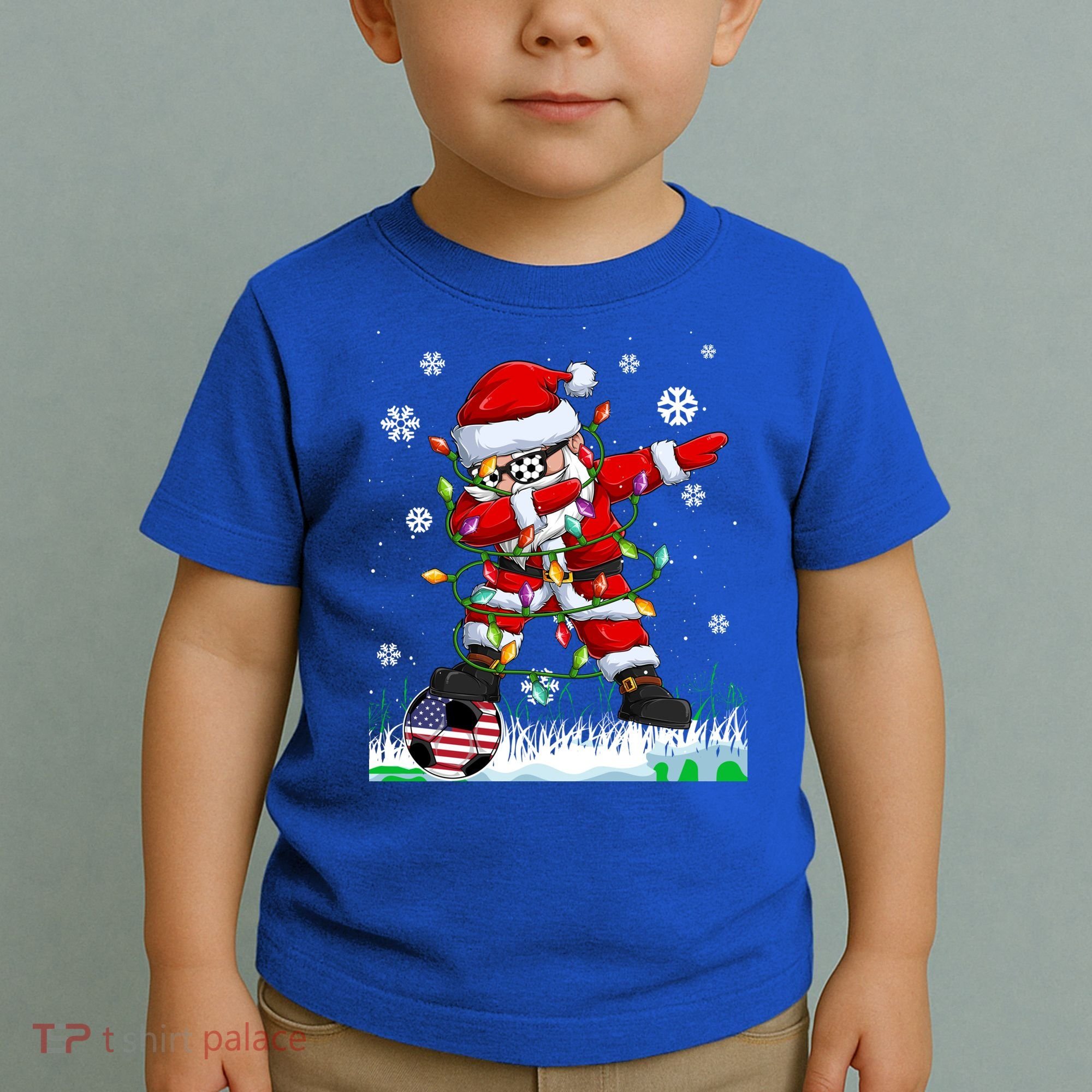 Soccer Dabbing Santa Usa Flag Ugly Christmas Sweater Gift Toddler T-Shirt