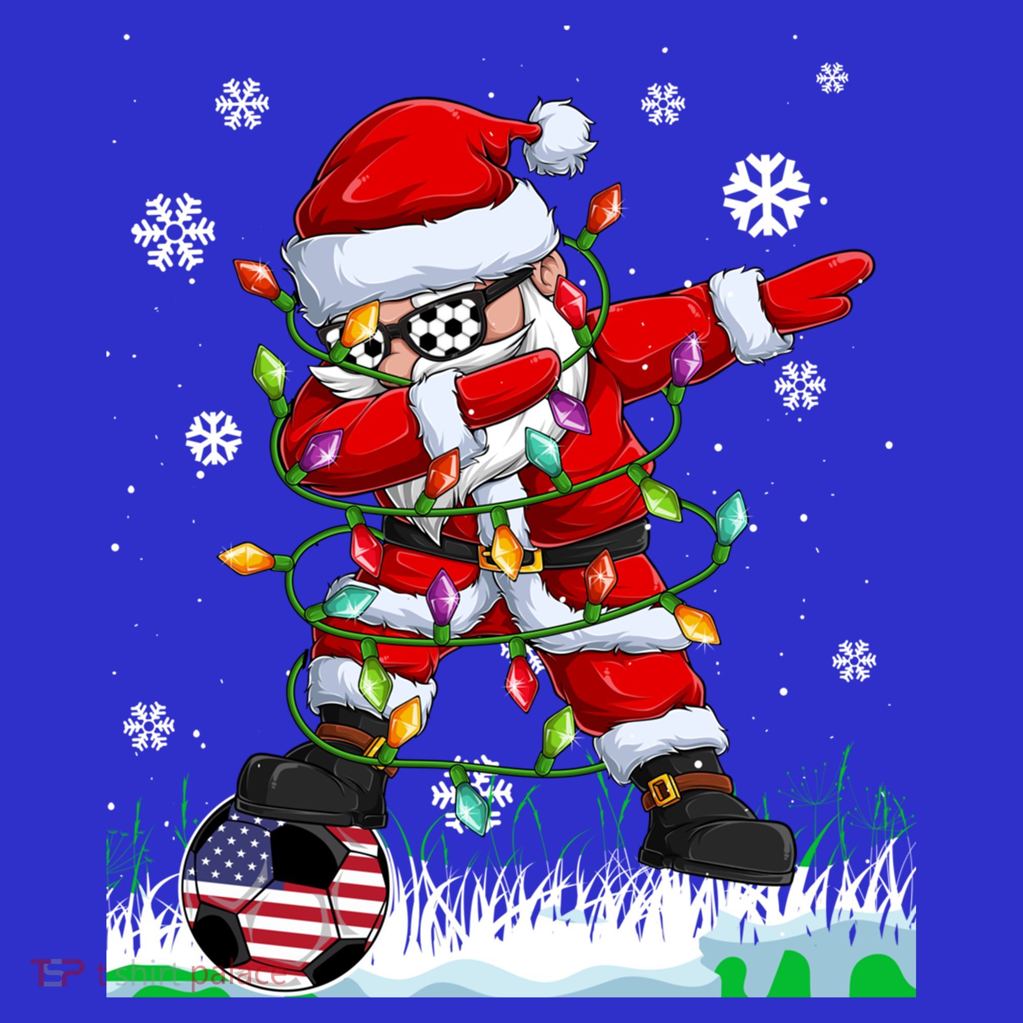 Soccer Dabbing Santa Usa Flag Ugly Christmas Sweater Gift Toddler T-Shirt
