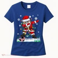 Soccer Dabbing Santa Usa Flag Ugly Christmas Sweater Gift Women's T-Shirt thumb 0