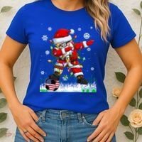 Soccer Dabbing Santa Usa Flag Ugly Christmas Sweater Gift Women's T-Shirt thumb 2