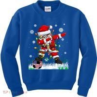 Soccer Dabbing Santa Usa Flag Ugly Christmas Sweater Gift Kids Sweatshirt thumb 0