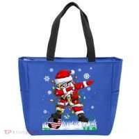 Soccer Dabbing Santa Usa Flag Ugly Christmas Sweater Gift Tote Bag thumb 0
