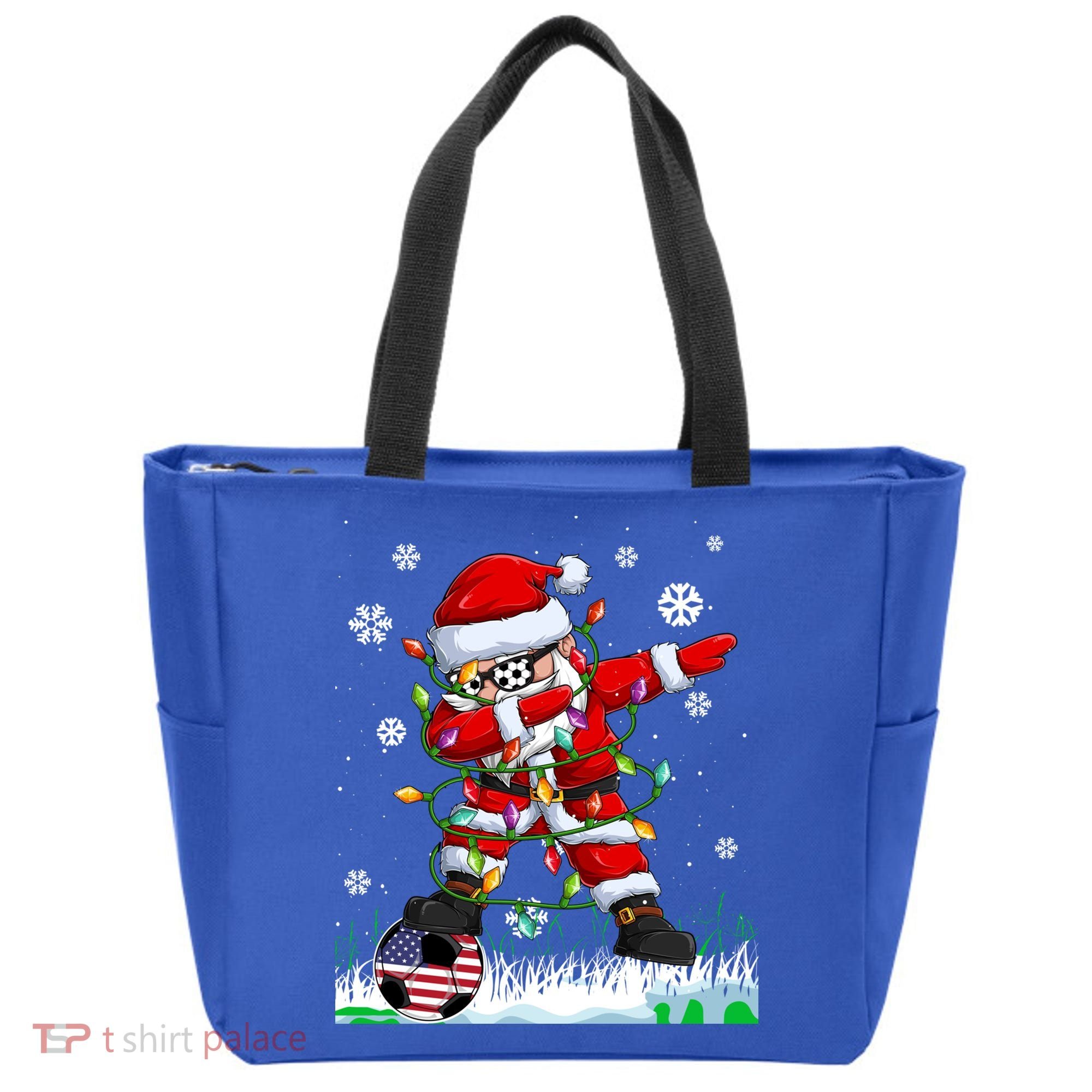 Soccer Dabbing Santa Usa Flag Ugly Christmas Sweater Gift Tote Bag