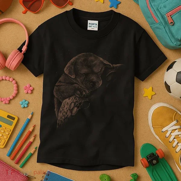 Sweet Dog Sleeping On Moon Kids T-Shirt