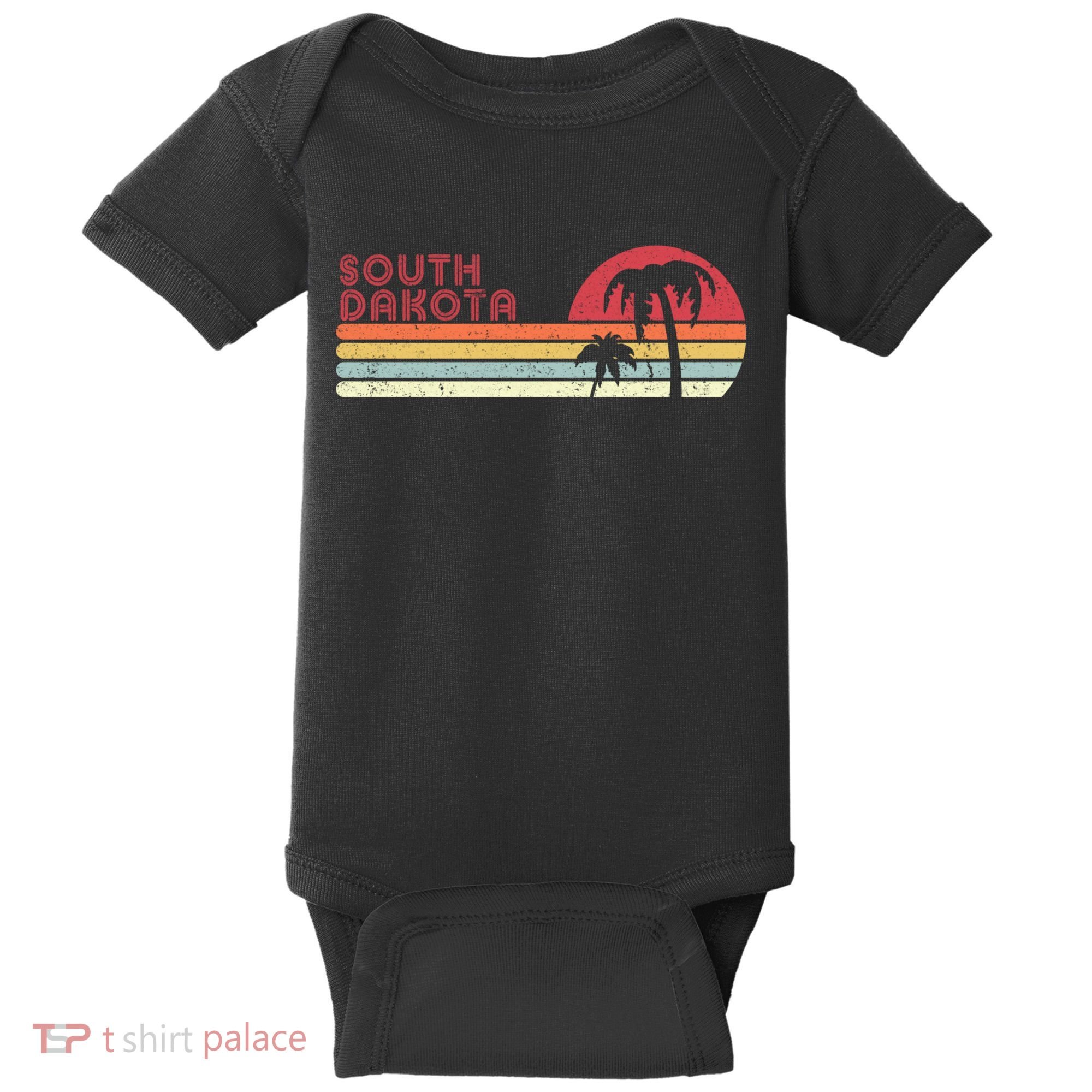 South Dakota Shirt. Retro Style SD, USA Baby Bodysuit