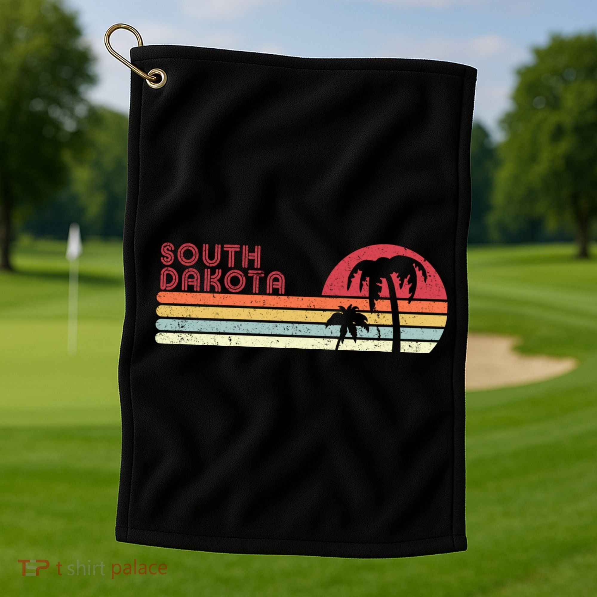 South Dakota Shirt. Retro Style SD, USA Golf Towel