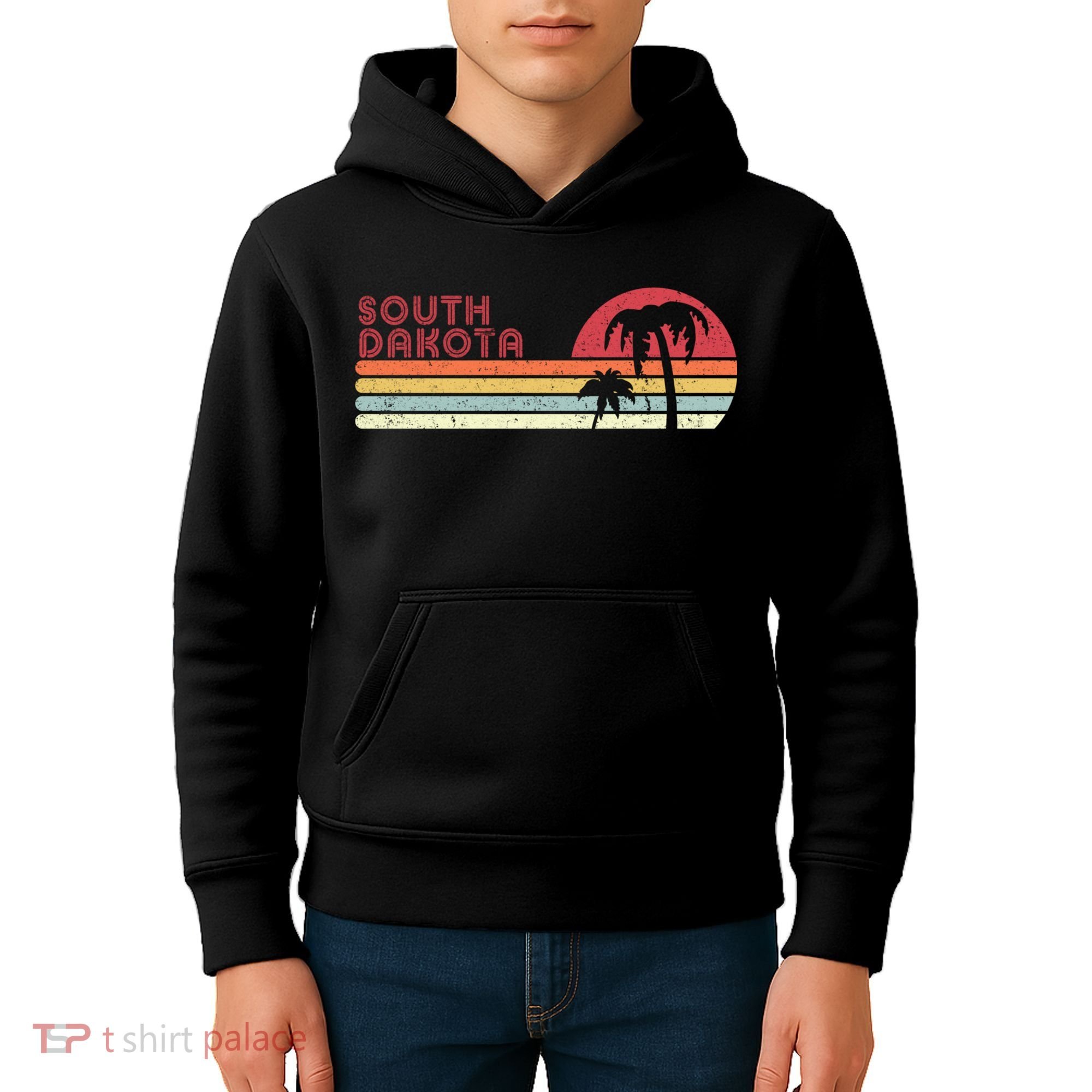South Dakota Shirt. Retro Style SD, USA Kids Hoodie