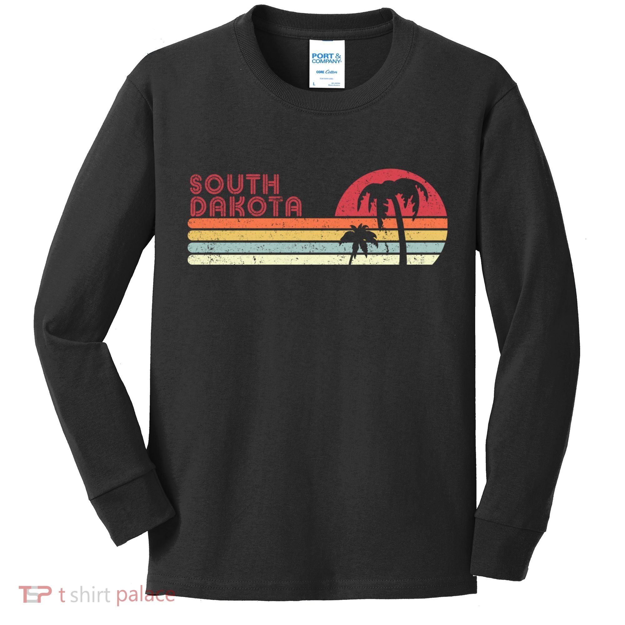 South Dakota Shirt. Retro Style SD, USA Kids Long Sleeve Shirt