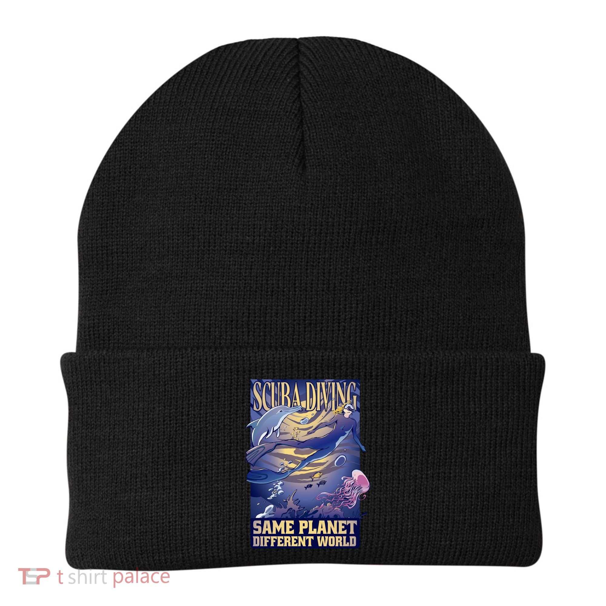 Scuba Diving Same Planet Different World Beanie