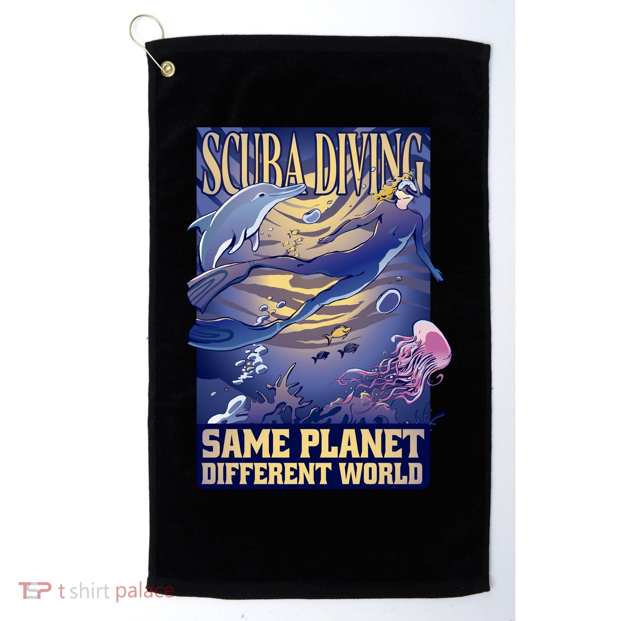 Scuba Diving Same Planet Different World Golf Towel