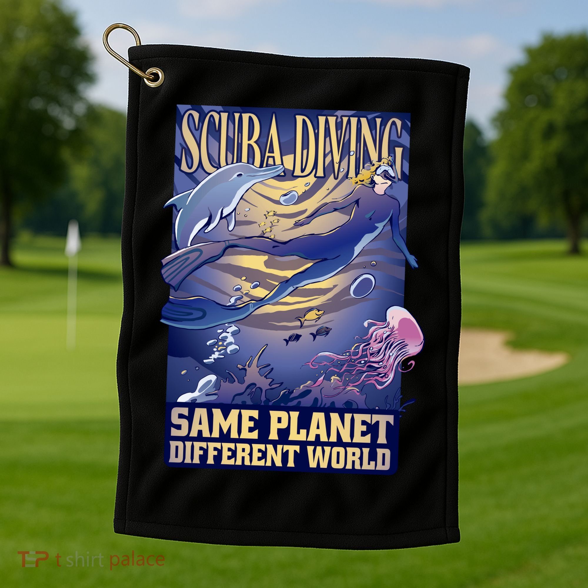 Scuba Diving Same Planet Different World Golf Towel