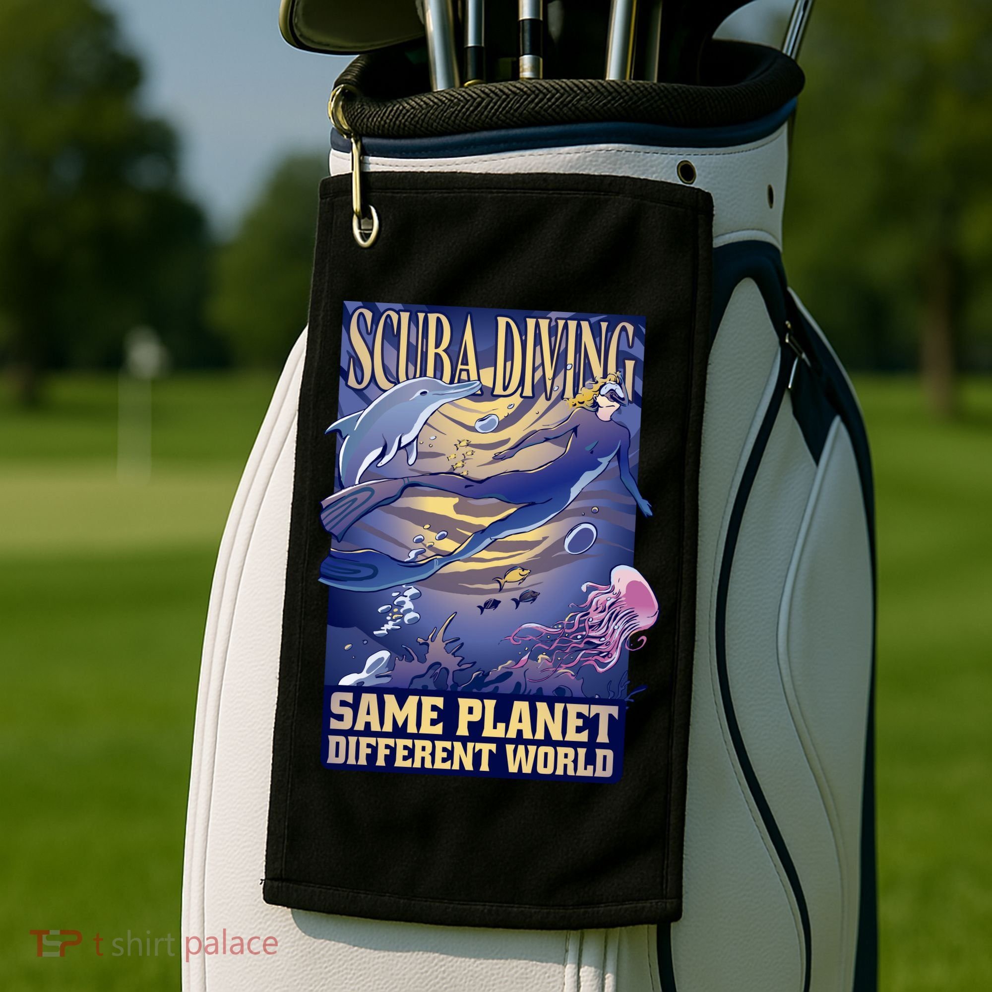 Scuba Diving Same Planet Different World Golf Towel