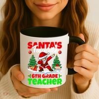 Santa Dabbing Santas Favorite 6Th Grade Teacher Christmas Gift Coffee Mug thumb 3
