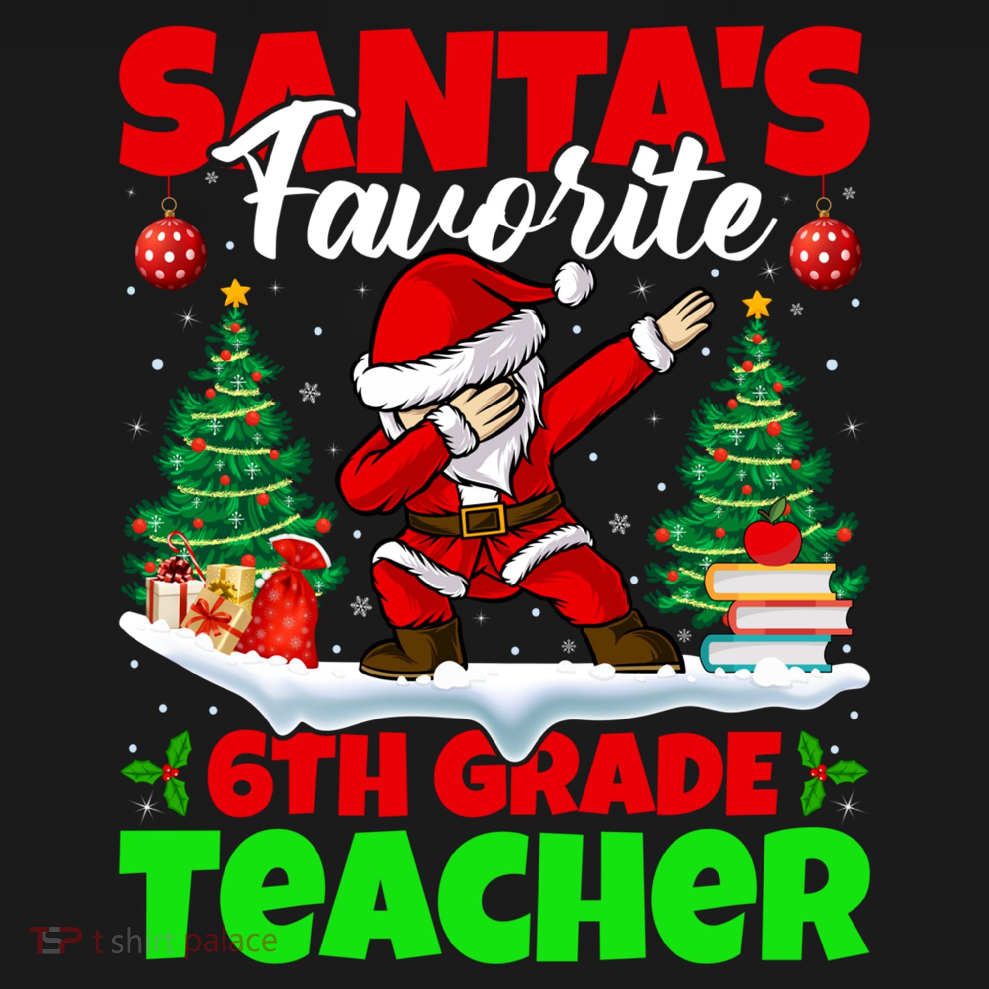 Santa Dabbing Santas Favorite 6Th Grade Teacher Christmas Gift Women's Hoodie