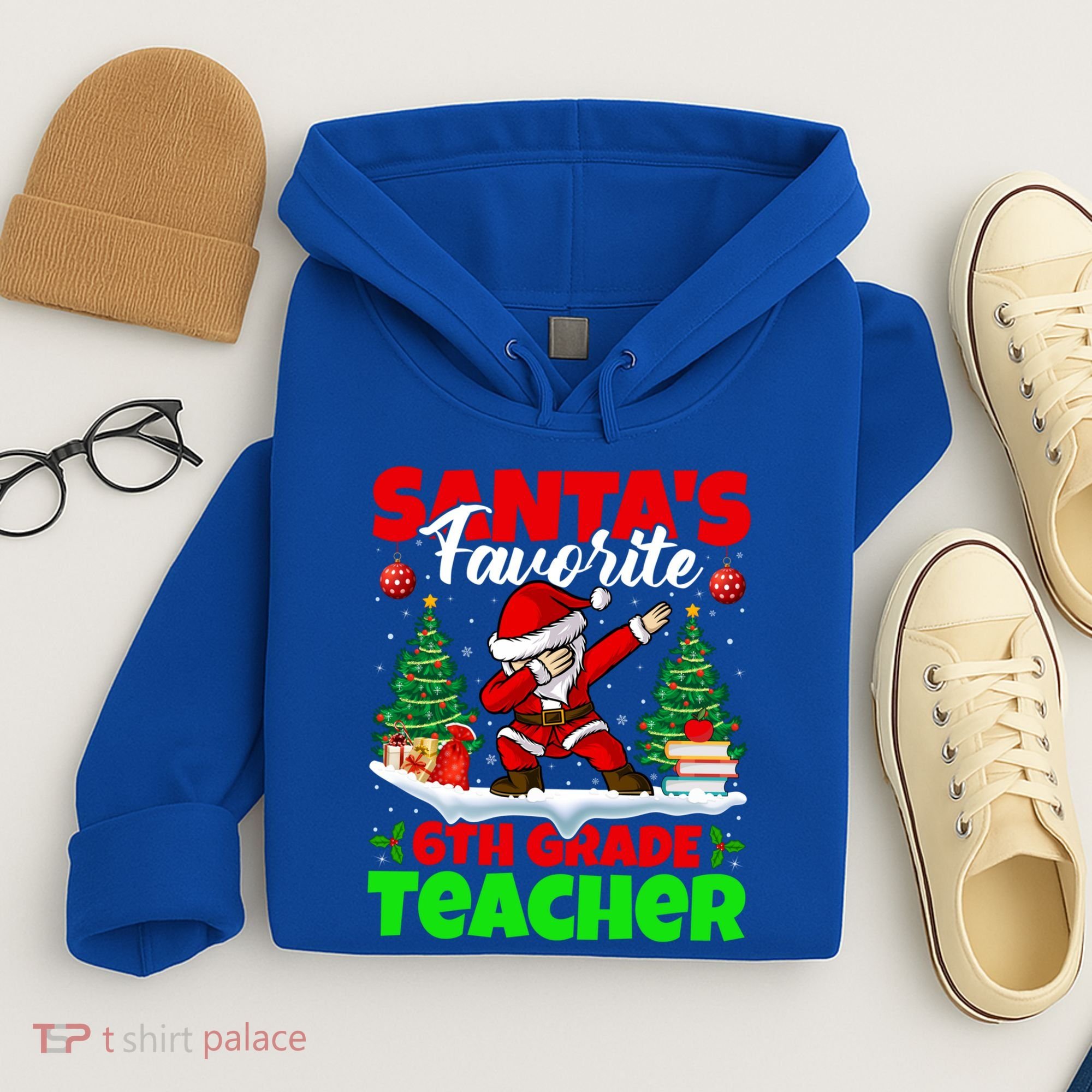 Santa Dabbing Santas Favorite 6Th Grade Teacher Christmas Gift Hoodie