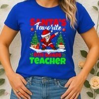 Santa Dabbing Santas Favorite 6Th Grade Teacher Christmas Gift Women's T-Shirt thumb 2
