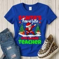 Santa Dabbing Santas Favorite 6Th Grade Teacher Christmas Gift Women's T-Shirt thumb 3