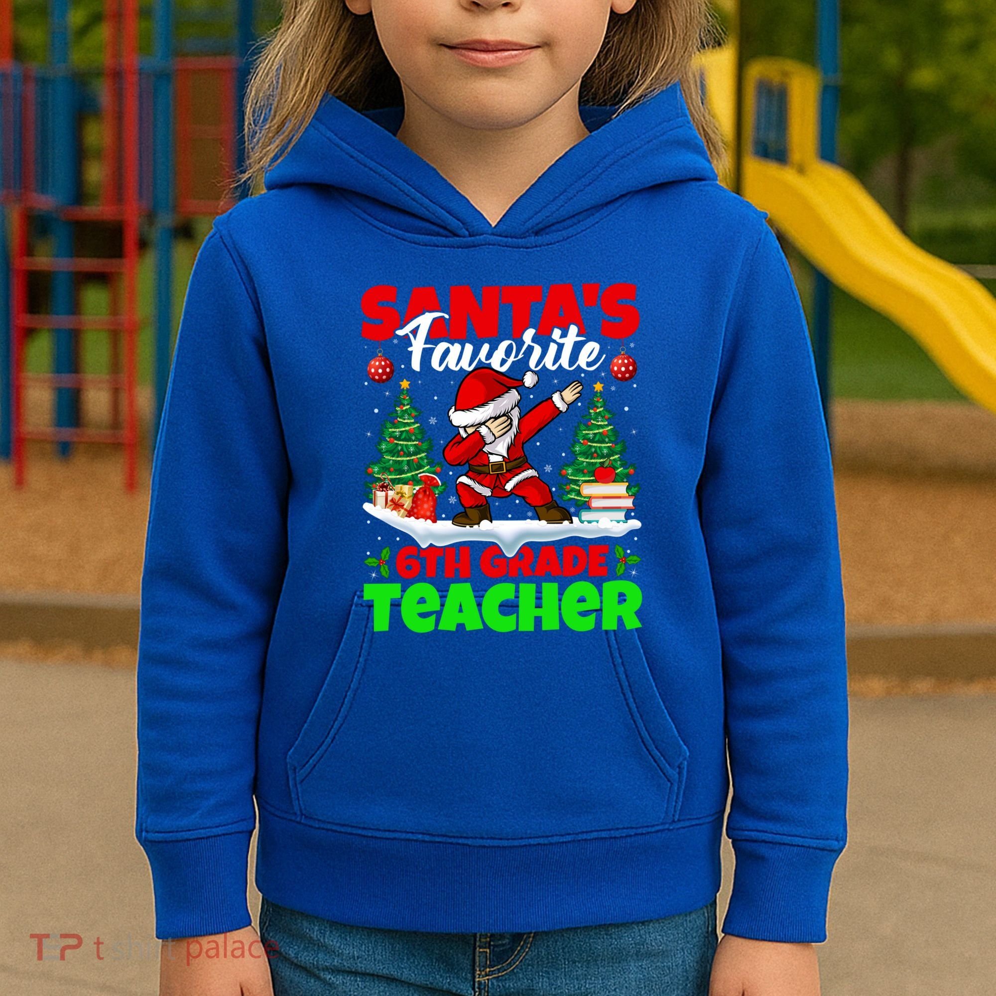 Santa Dabbing Santas Favorite 6Th Grade Teacher Christmas Gift Kids Hoodie