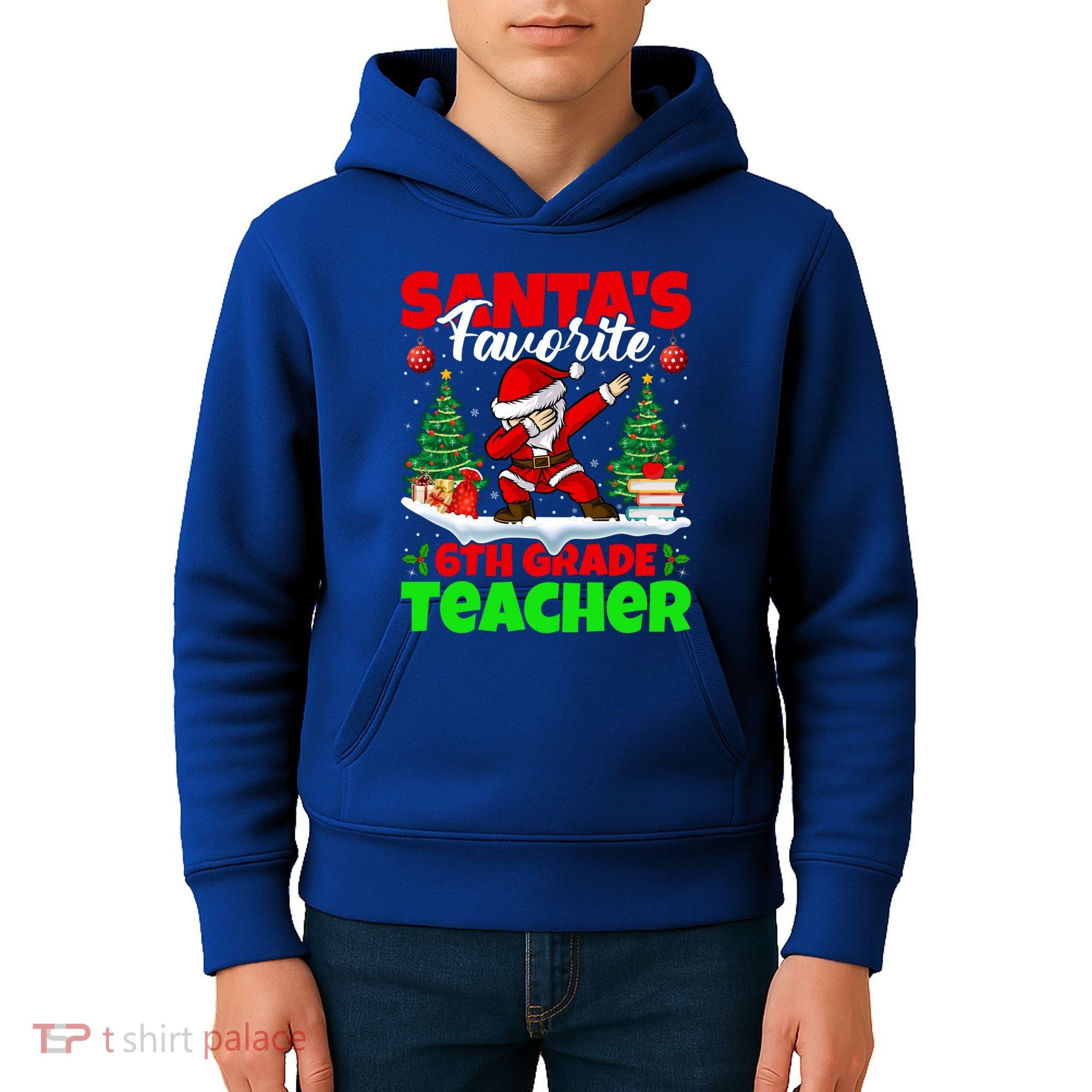 Santa Dabbing Santas Favorite 6Th Grade Teacher Christmas Gift Kids Hoodie