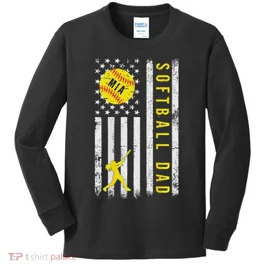 Softball Dad Kids Long Sleeve Shirt