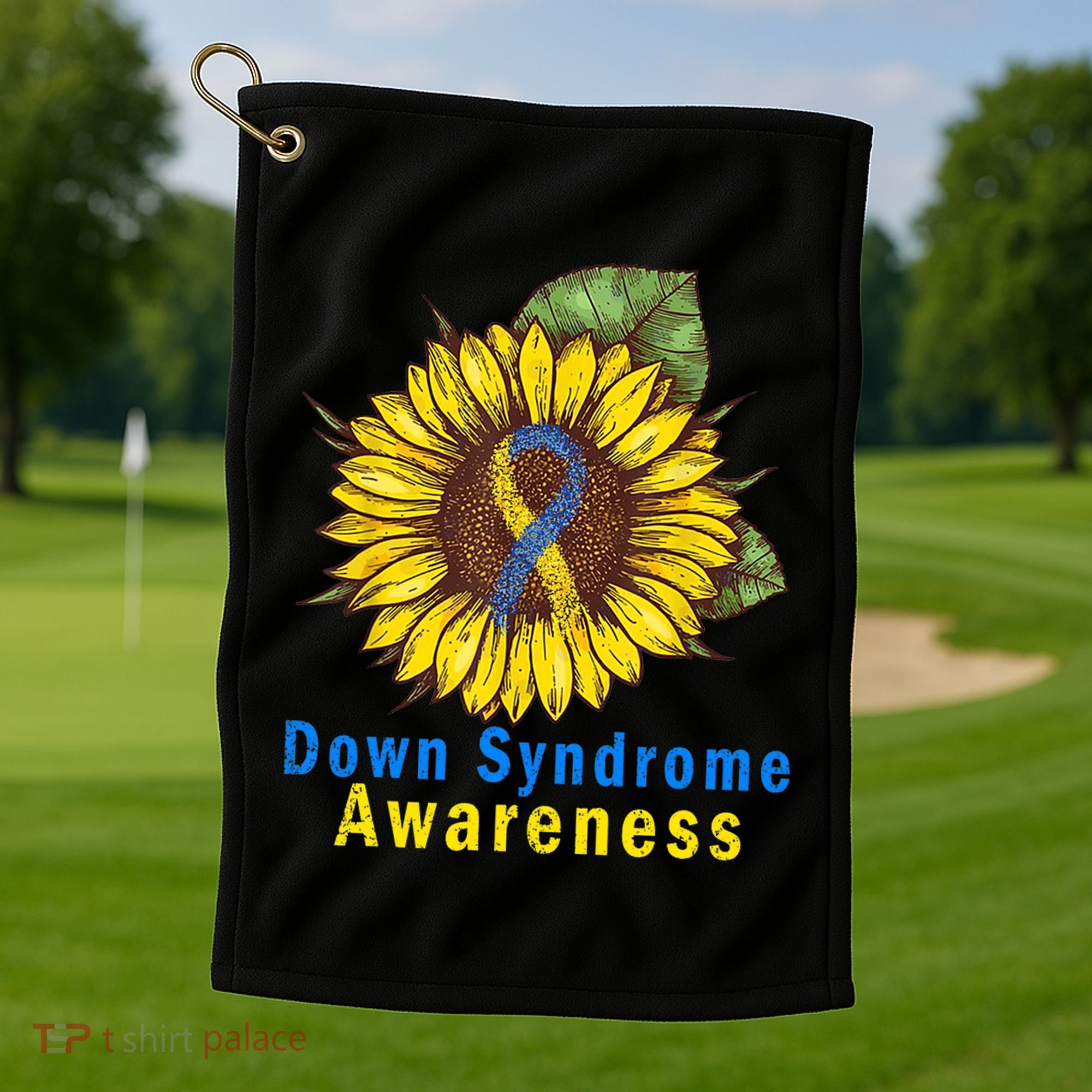 Sunflower Down Syndrome Awareness Golf Towel