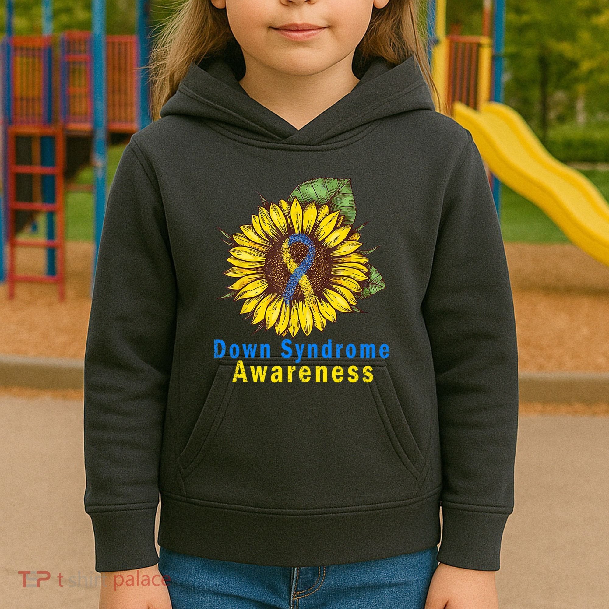 Sunflower Down Syndrome Awareness Kids Hoodie