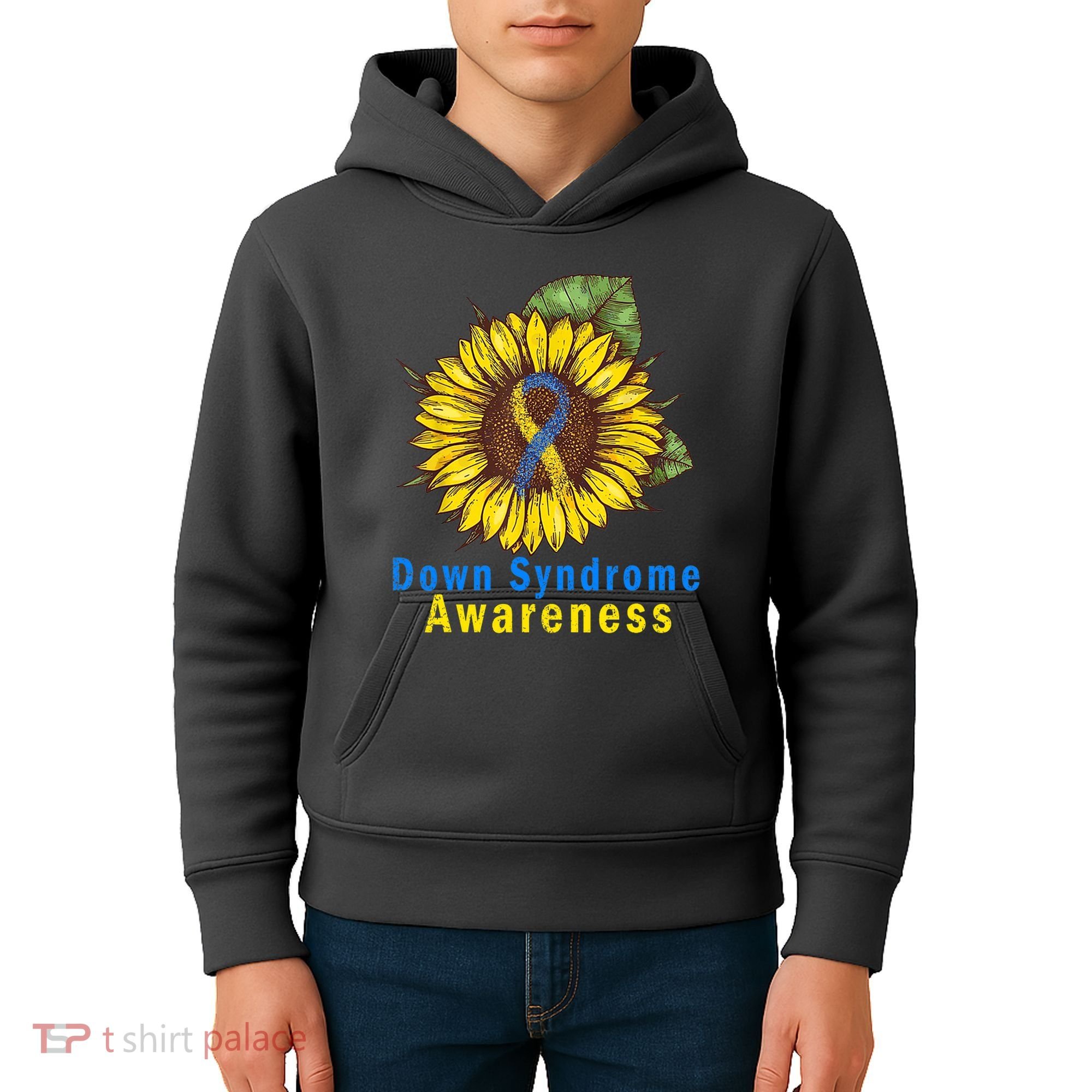 Sunflower Down Syndrome Awareness Kids Hoodie