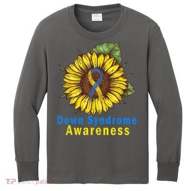 Sunflower Down Syndrome Awareness Kids Long Sleeve Shirt