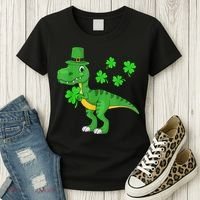 Shamrock Dino St Patricks Day Shirt K.i.d.s T Rex Toddler b.o.y.s Women's T-Shirt thumb 3