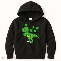 Shamrock Dino St Patricks Day Shirt K.i.d.s T Rex Toddler b.o.y.s Kids Hoodie thumb 0