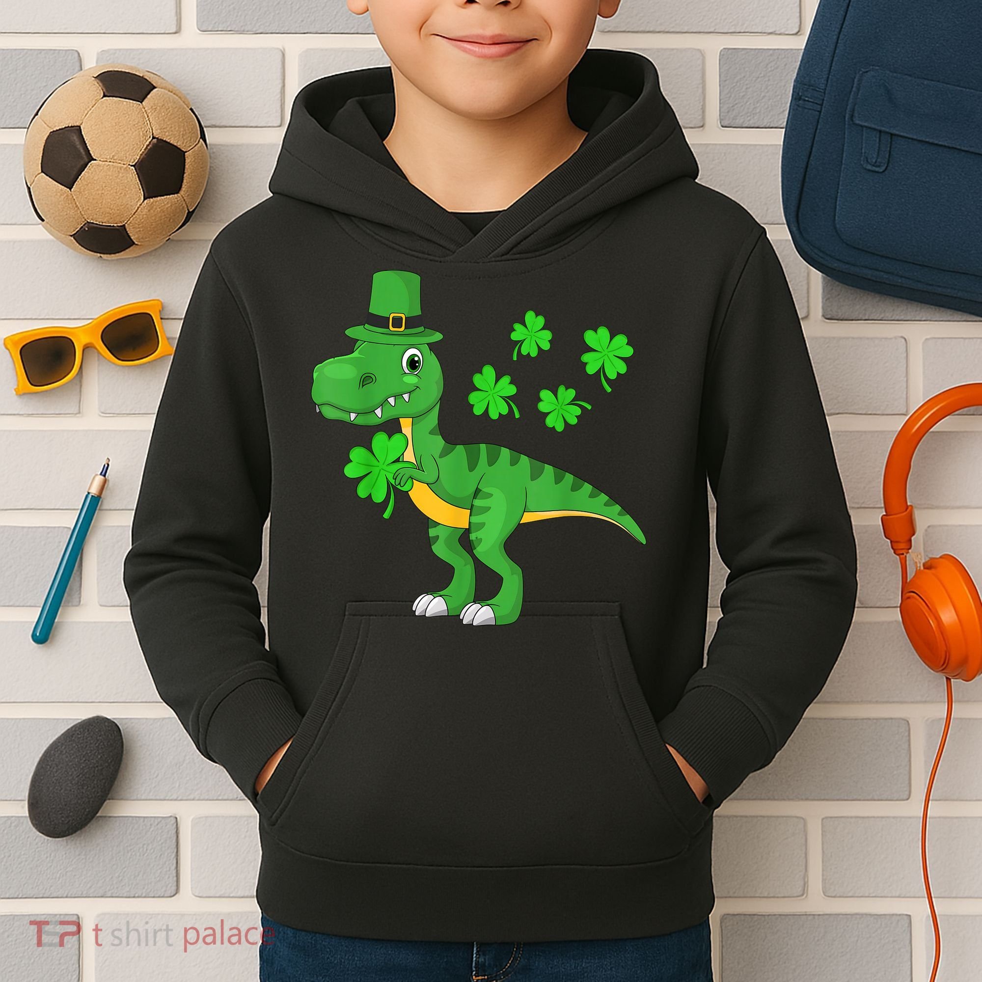 Shamrock Dino St Patricks Day Shirt K.i.d.s T Rex Toddler b.o.y.s Kids Hoodie