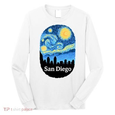 San Diego Starry Night Design Long Sleeve Shirt