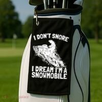Snowmobile Dream Snore I Snoring Rider Driver Cool Gift Golf Towel thumb 2